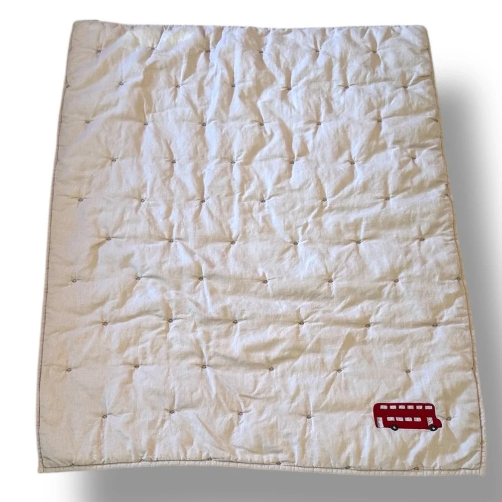 Restoration Hardware Baby & Child Linen Quilt Blanket‎ Bus Nursery  Toddler Kids
